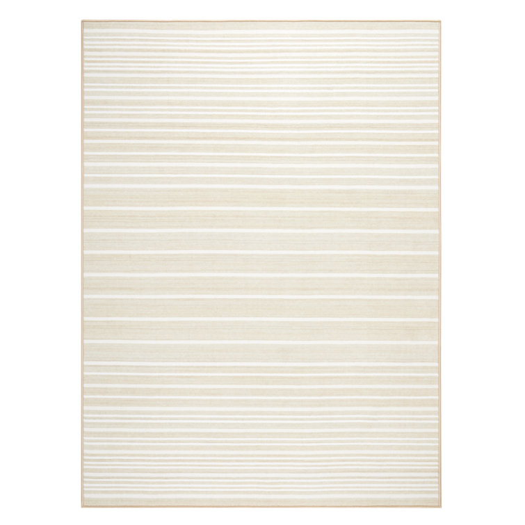 Layne Cream and Beige Stripe Washable Tufted Area Rug 8' x 10'