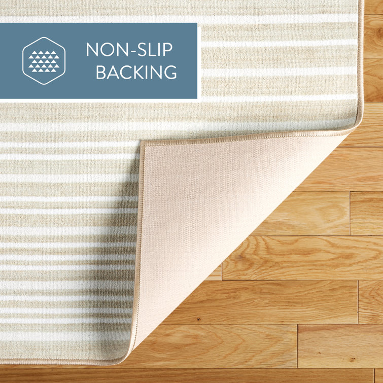 Layne Cream and Beige Tufted Washable Stripe Area Rug