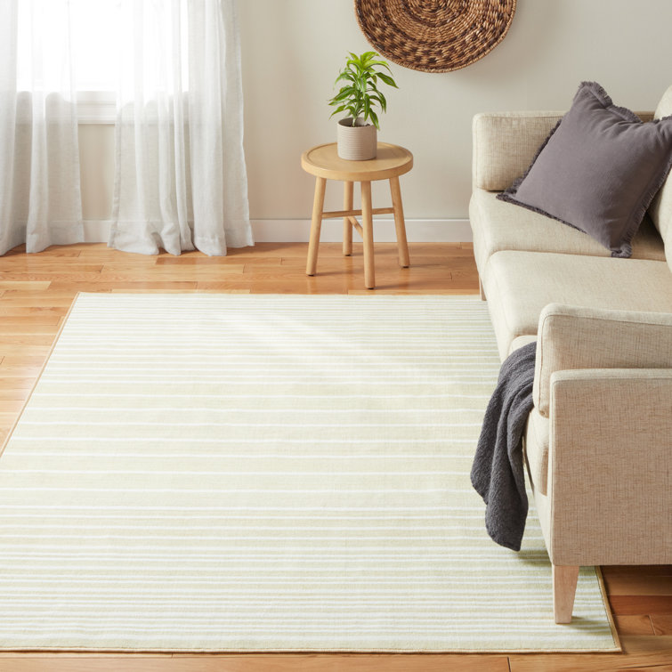 Layne Cream and Beige Tufted Washable Stripe Area Rug