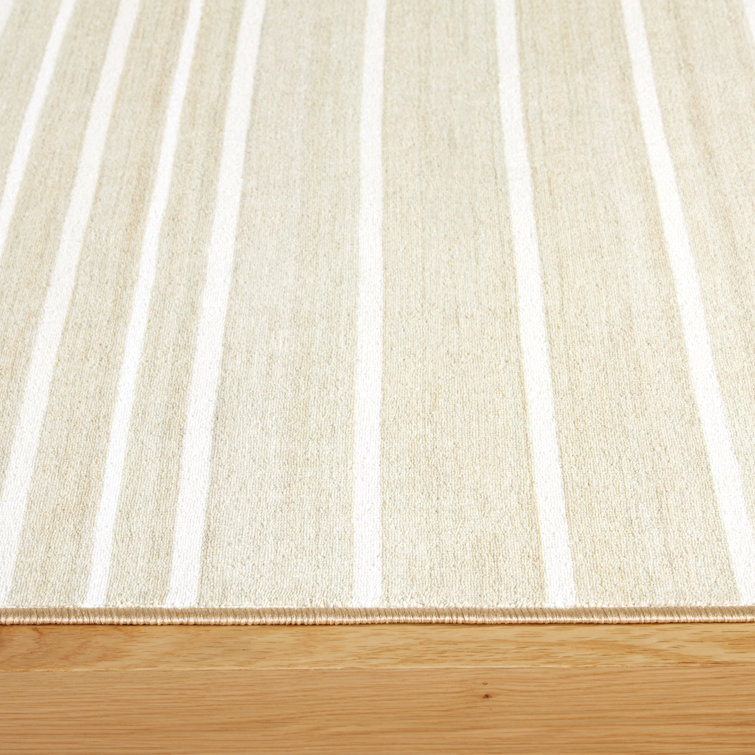 Layne Cream and Beige Tufted Washable Stripe Area Rug