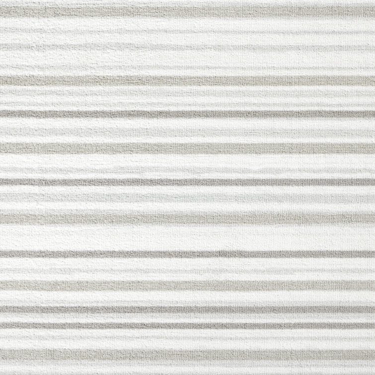 Layne Silver Gray Stripe Washable Synthetic Area Rug 6' x 9'