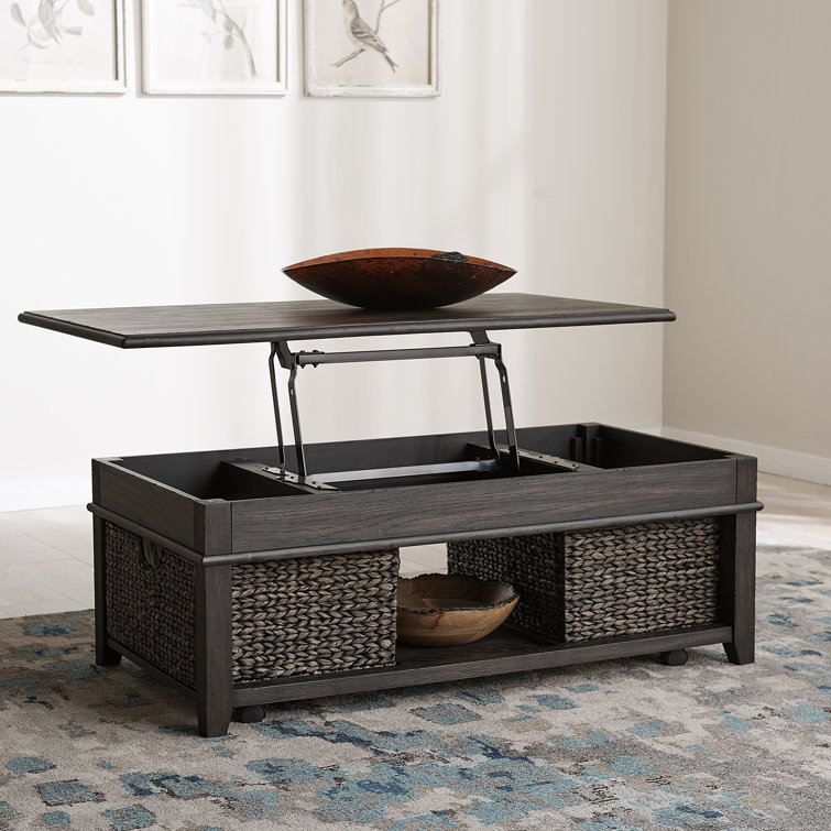 Peppercorn Lift-Top Wood Cocktail Table with Storage