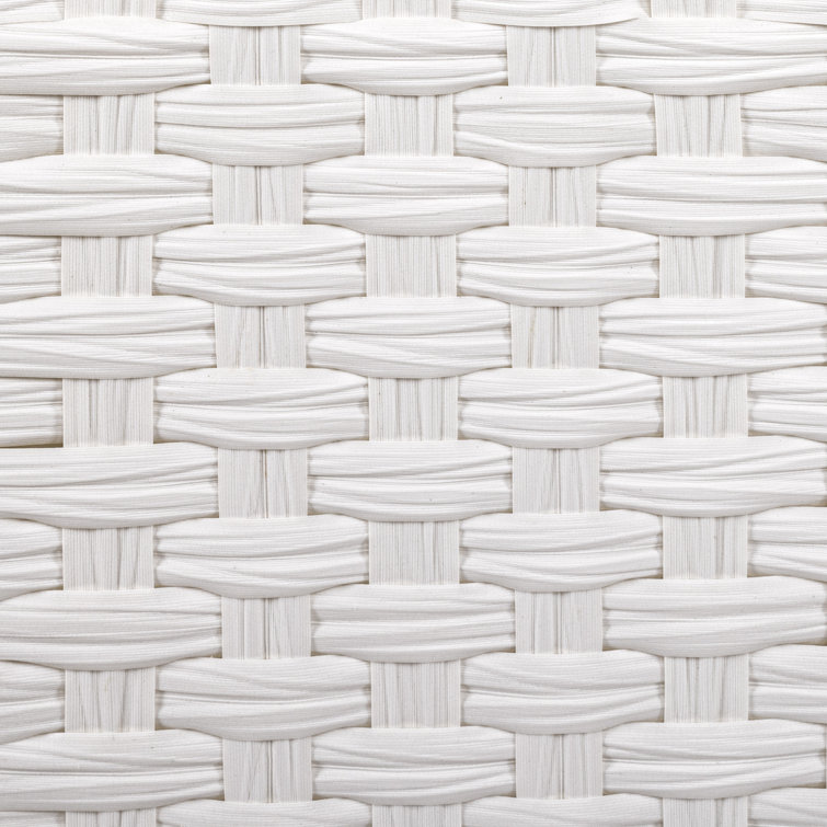 White Handwoven Collapsible Laundry Hamper with Lid