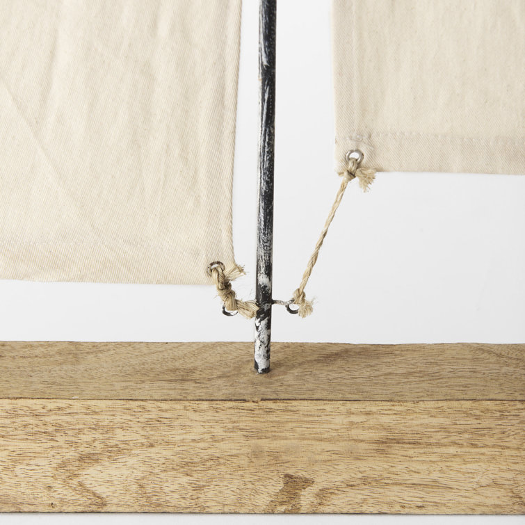 Medium Brown and Cream Polished Nautical Sailboat Accent