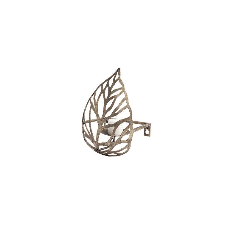 Antiqued Bronze Champagne Leaf Wall Candle Holder