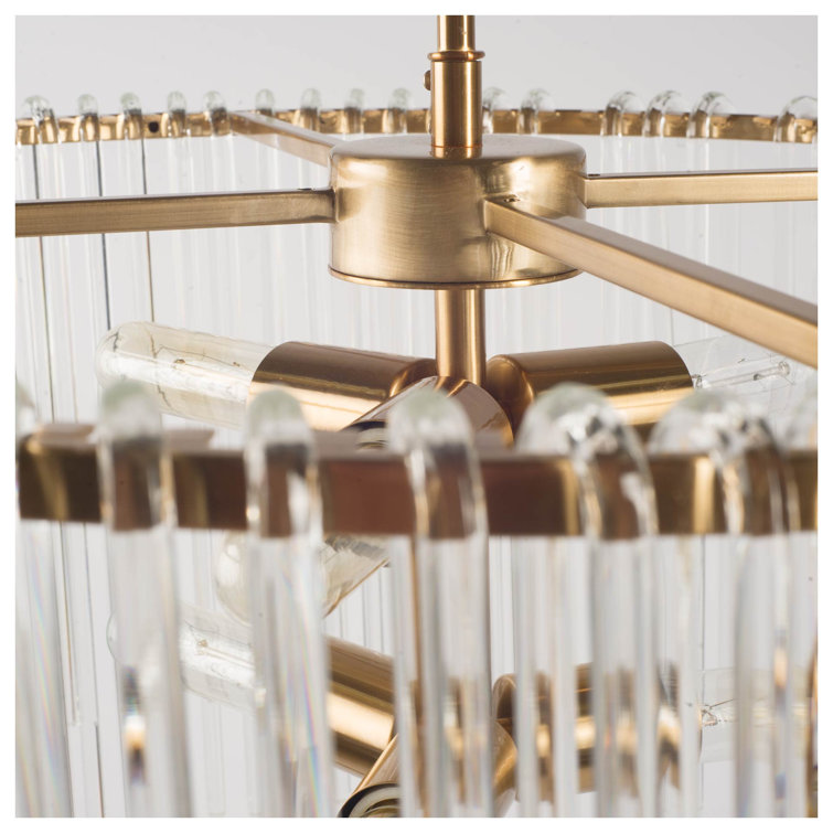 Elsa Frosted Glass and Brass Drum Chandelier