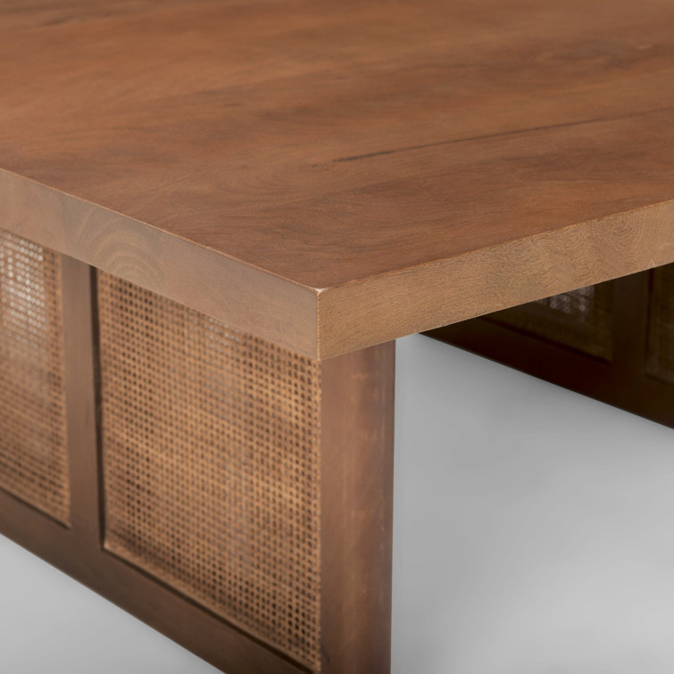 Medium Brown Mango Wood and Cane Coffee Table