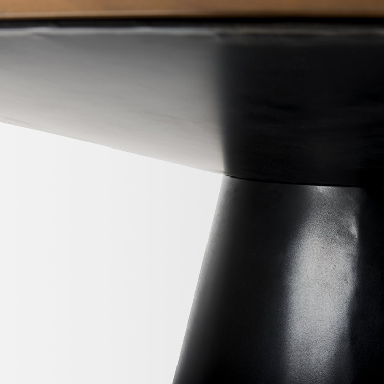 Mitchell 63'' Round Medium Brown Wood Dining Table with Black Iron Base