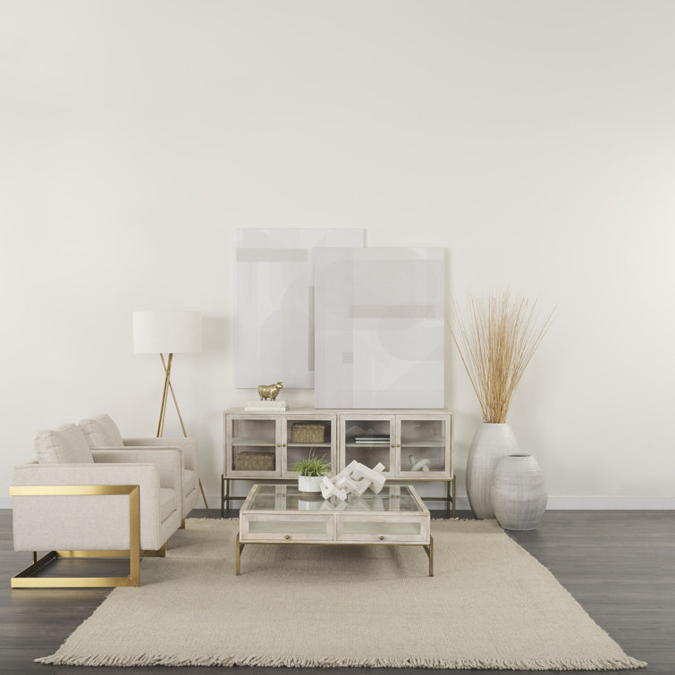 Warner 70'' Gold and White Wood Glass Sideboard