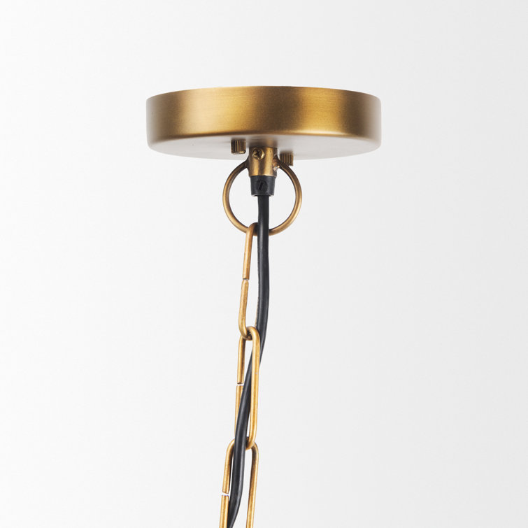 Willson Black and Antique Brass Glass Bowl Pendant Light