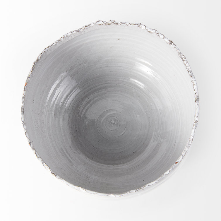 Larsen White and Gray Handcrafted Ceramic Decorative Bowl