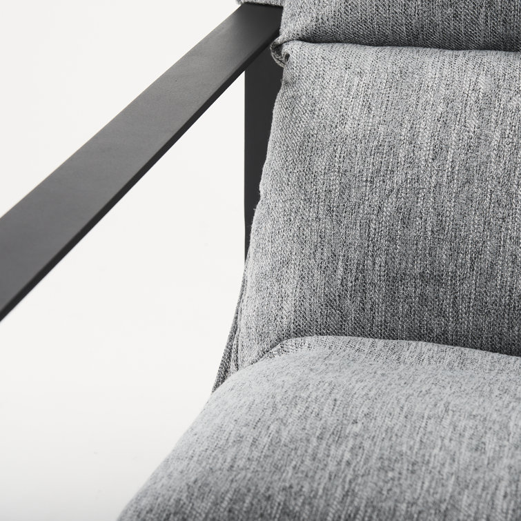 Gray Fabric and Black Iron Slipper Accent Chair