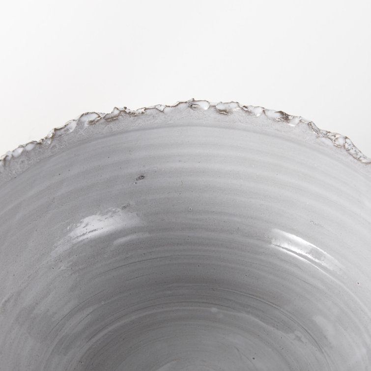 Larsen White and Gray Handcrafted Ceramic Decorative Bowl