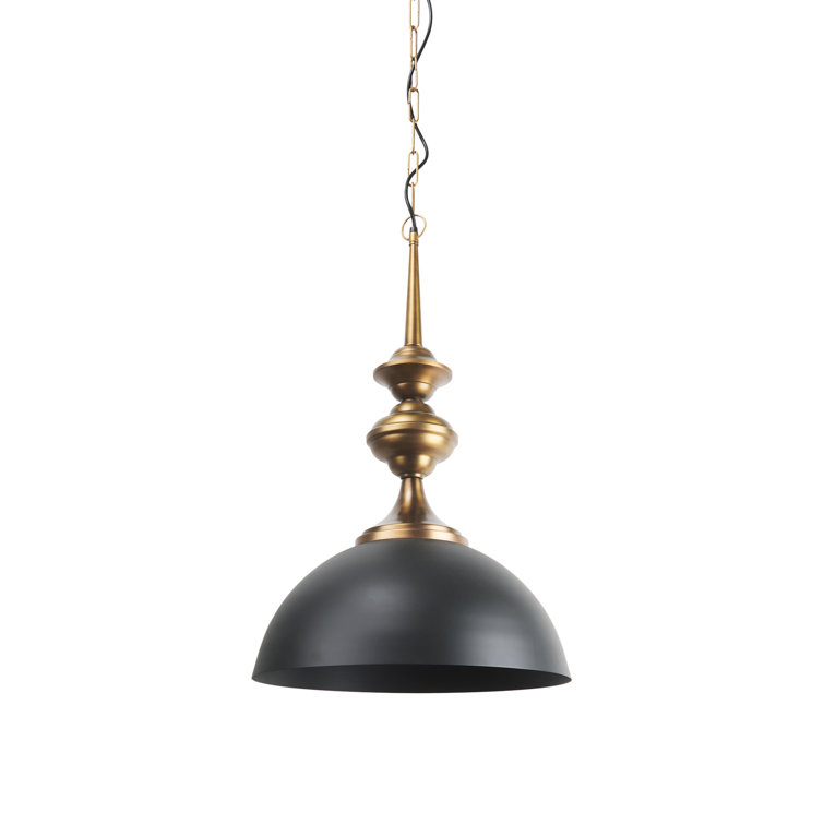 Willson Black and Antique Brass Glass Bowl Pendant Light