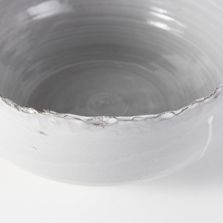 Larsen White and Gray Handcrafted Ceramic Decorative Bowl