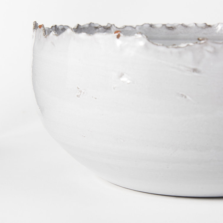 Larsen White and Gray Handcrafted Ceramic Decorative Bowl