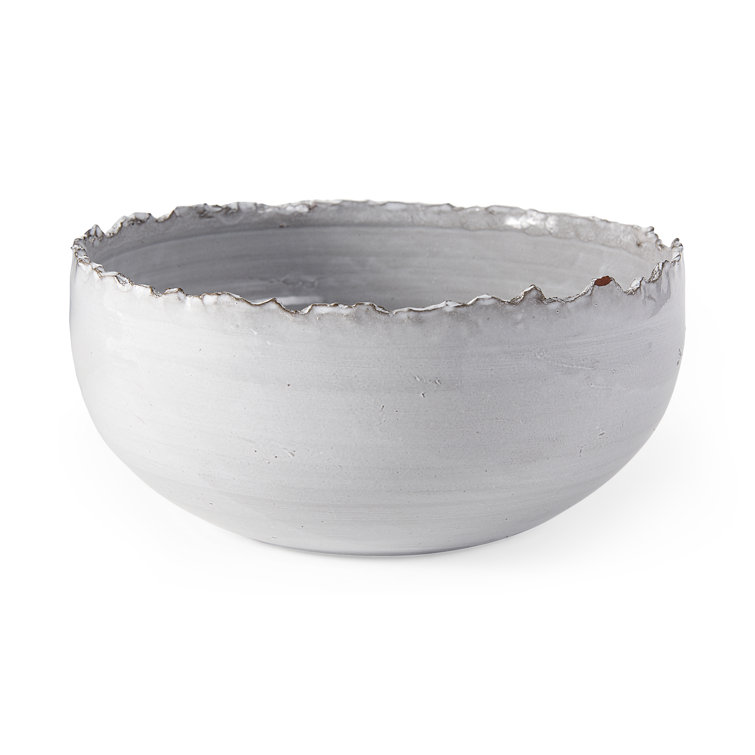 Larsen White and Gray Handcrafted Ceramic Decorative Bowl