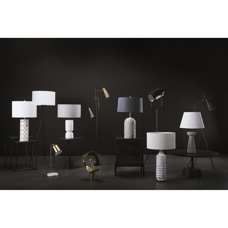 Black Metal Tripod Floor Lamp with Frosted Glass Shade