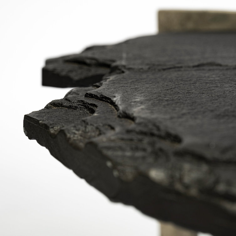 Shale Black Slate and Iron Round Coffee Table