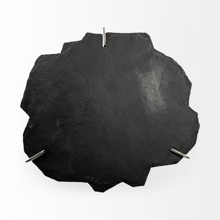Shale Black Slate and Iron Round Coffee Table