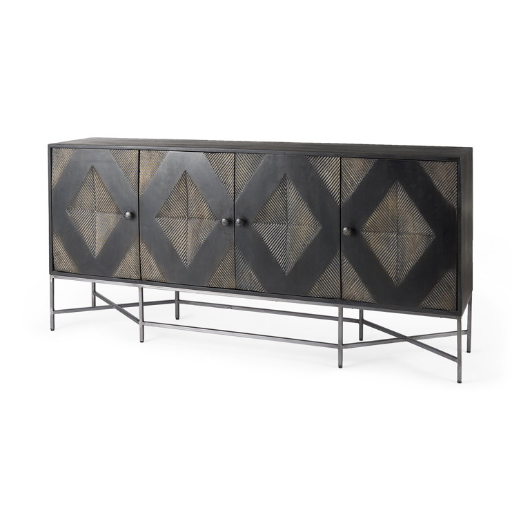 Hogarth 72'' Two-Tone Diamond-Patterned Mango Wood Sideboard