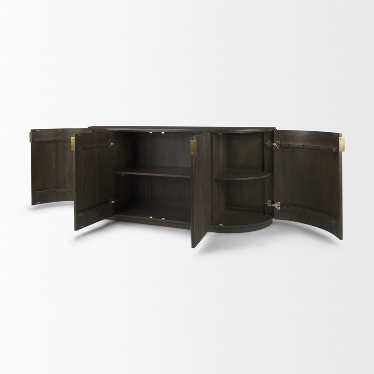 Terra Dark Brown Mango Wood Fluted Sideboard