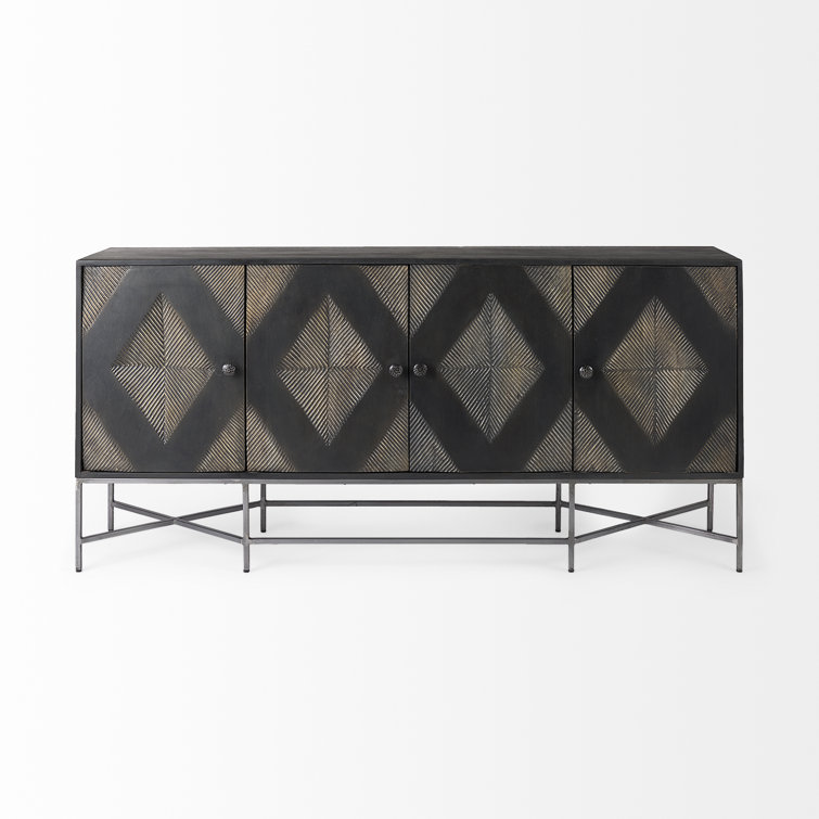 Hogarth 72'' Two-Tone Diamond-Patterned Mango Wood Sideboard