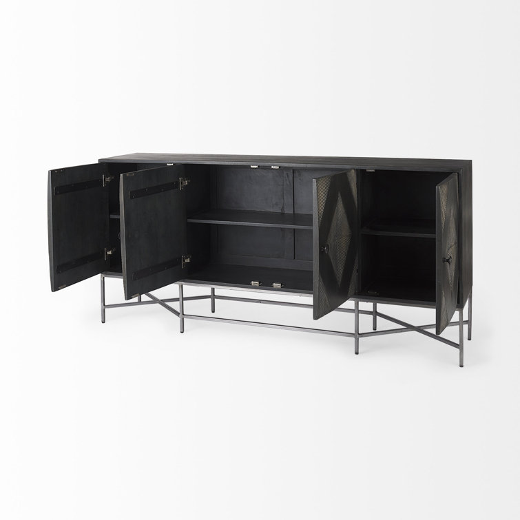 Hogarth 72'' Two-Tone Diamond-Patterned Mango Wood Sideboard