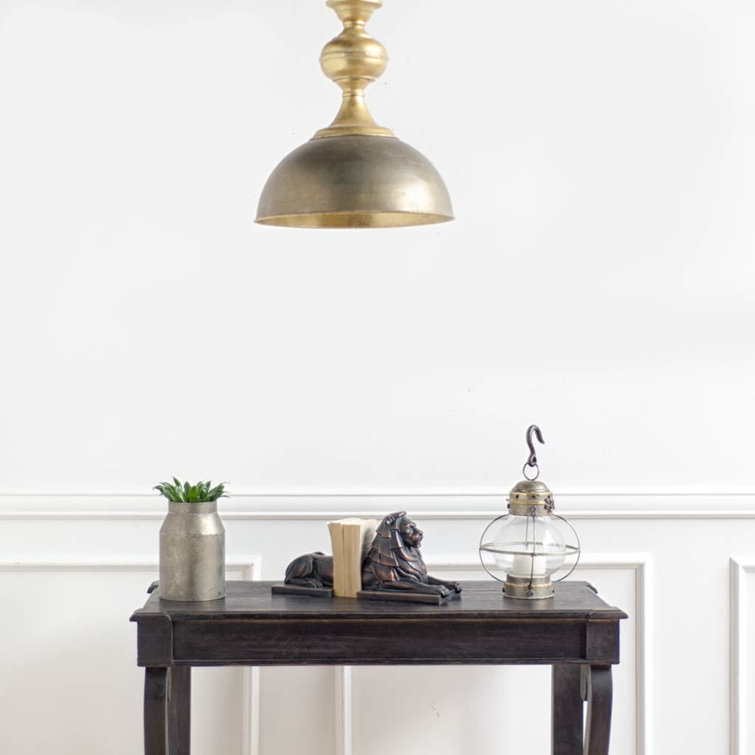 Willson Black and Antique Brass Glass Bowl Pendant Light