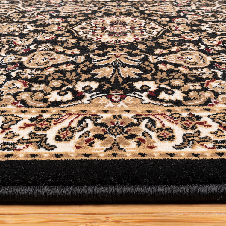 Majestic Vernon Black and Beige Synthetic Rectangular Area Rug