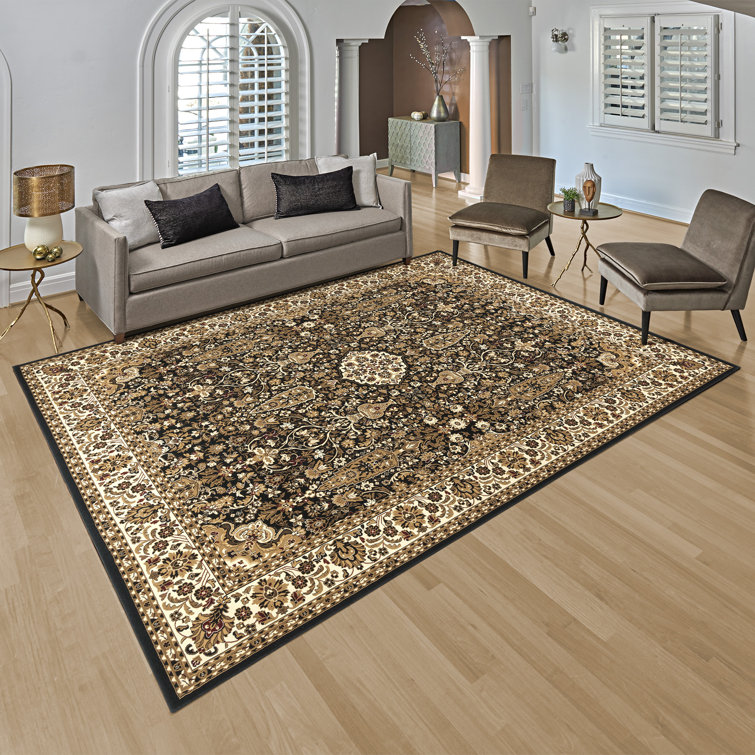 Majestic Vernon Black and Beige Synthetic Rectangular Area Rug