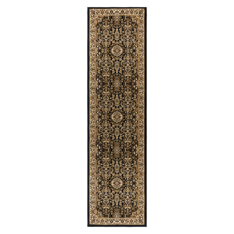 Majestic Vernon Black and Beige Synthetic Tufted Runner Rug