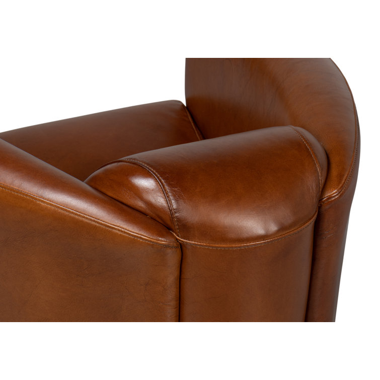 Transitional Mandy 33" Brown Genuine Leather Armchair