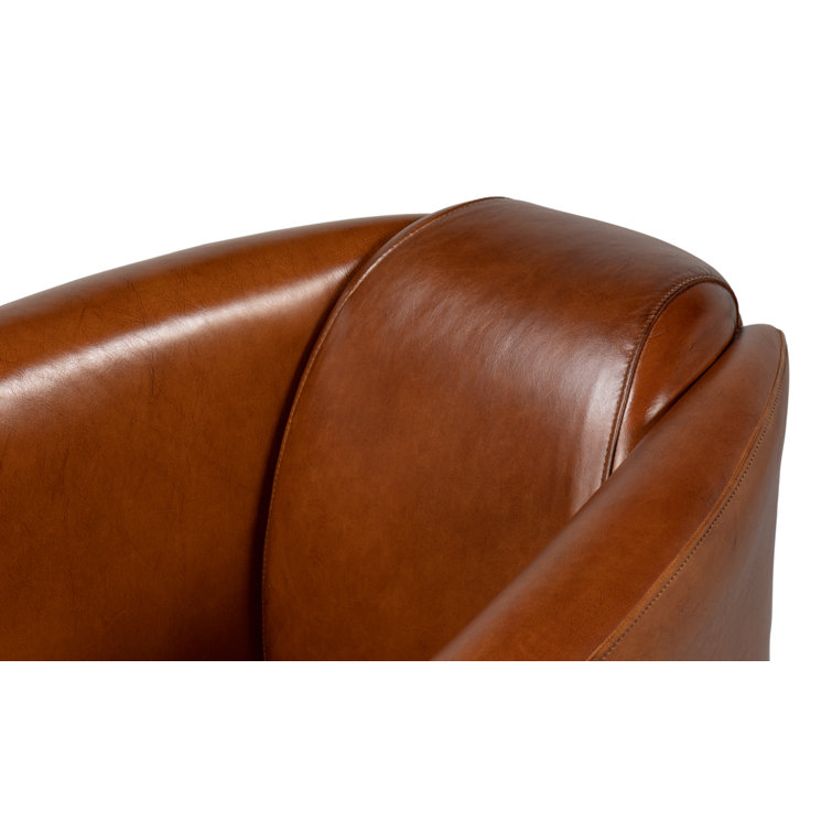 Transitional Mandy 33" Brown Genuine Leather Armchair
