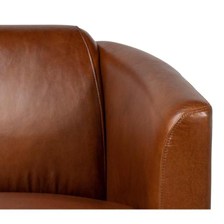 Transitional Mandy 33" Brown Genuine Leather Armchair