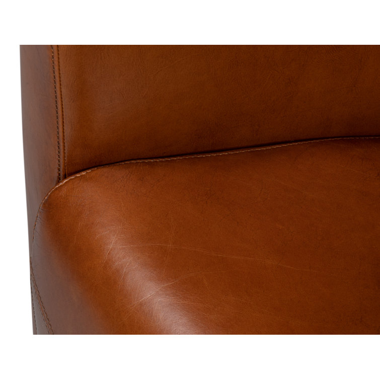 Transitional Mandy 33" Brown Genuine Leather Armchair