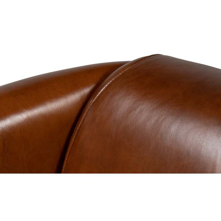 Transitional Mandy 33" Brown Genuine Leather Armchair