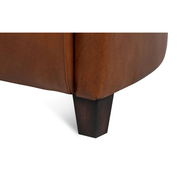 Transitional Mandy 33" Brown Genuine Leather Armchair