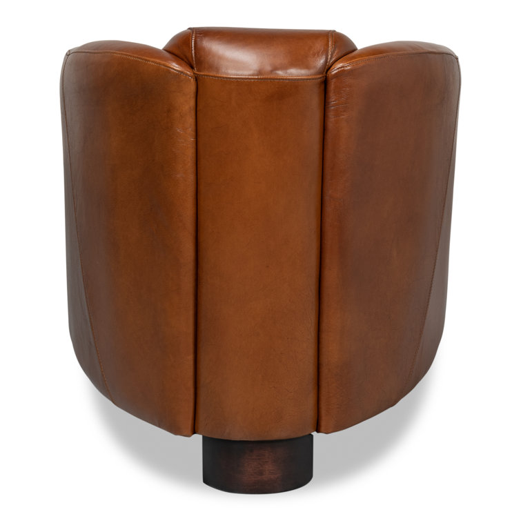 Transitional Mandy 33" Brown Genuine Leather Armchair