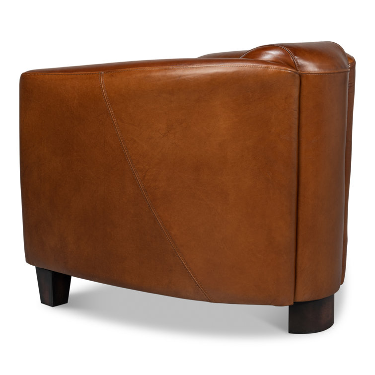 Transitional Mandy 33" Brown Genuine Leather Armchair