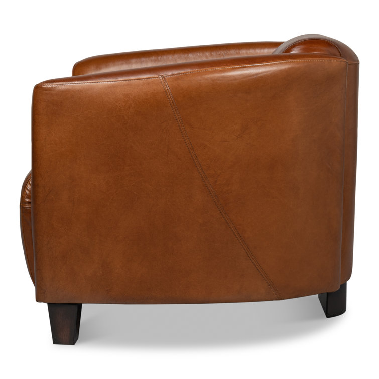 Transitional Mandy 33" Brown Genuine Leather Armchair