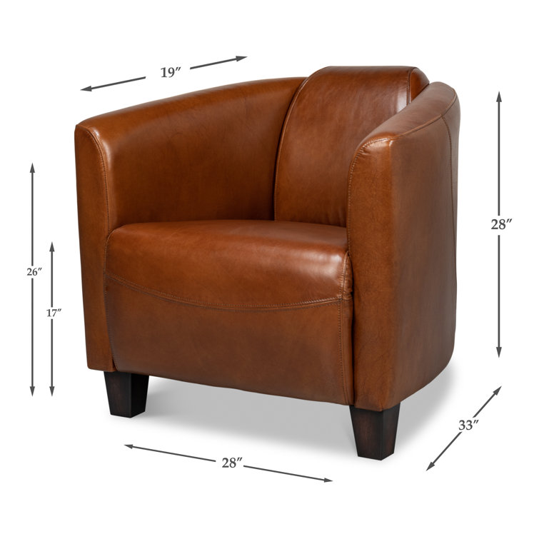 Transitional Mandy 33" Brown Genuine Leather Armchair