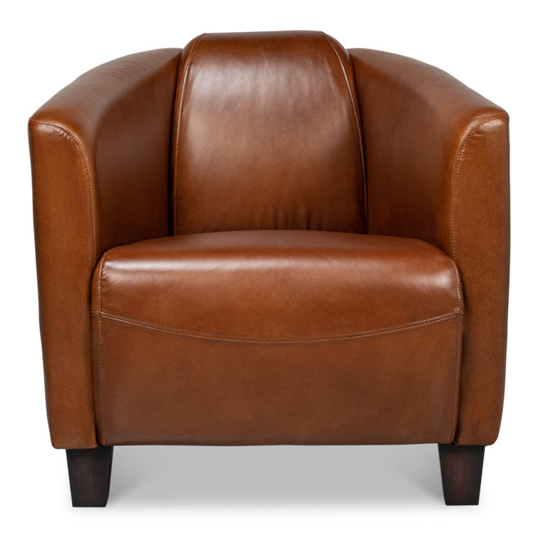 Transitional Mandy 33" Brown Genuine Leather Armchair