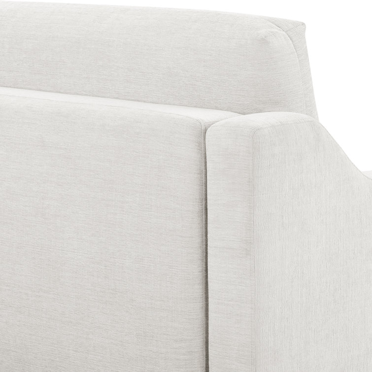 Cream Fabric Queen Sleeper Sofa with Natural Wood Legs