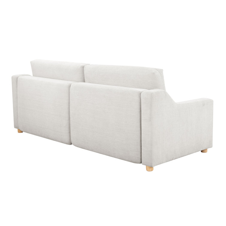 Cream Fabric Queen Sleeper Sofa with Natural Wood Legs