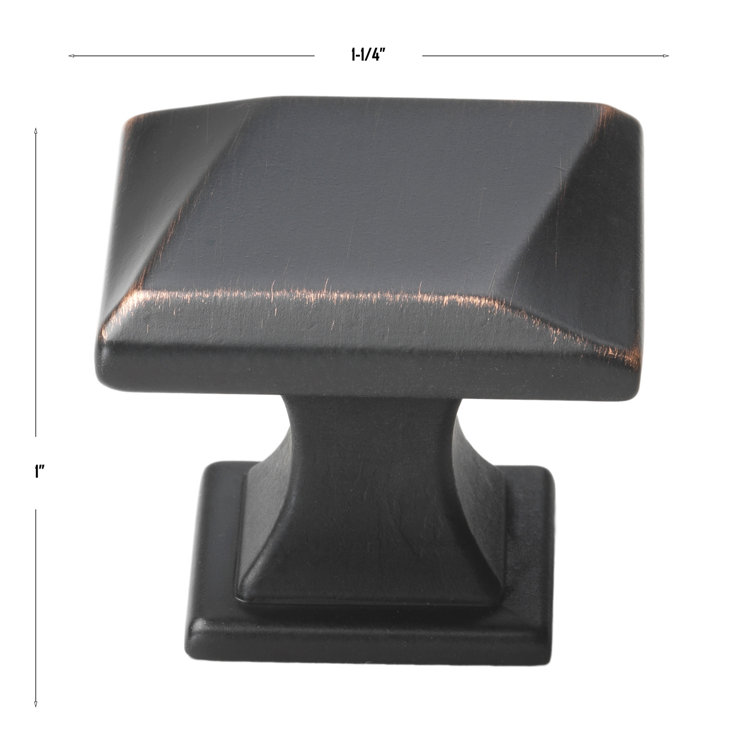 Oil Rubbed Bronze Square Cabinet Knob with Mounting Hardware