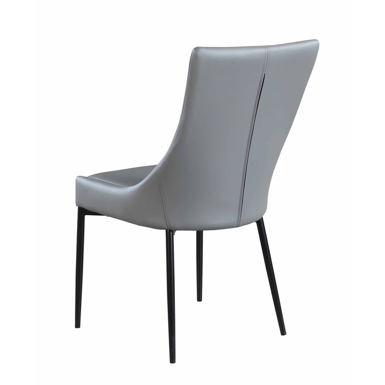 White Stone Top Extendable Dining Table with 4 Gray Upholstered Chairs
