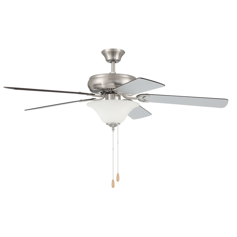 52'' Brushed Nickel Ceiling Fan with Frosted Glass Light Kit