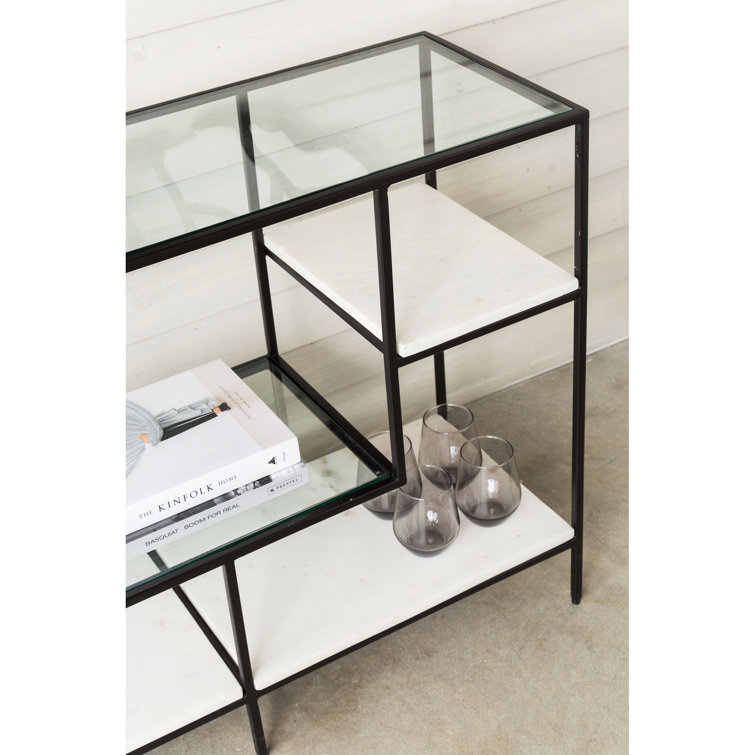Arjune Black/Brown/White 54'' Iron Geometric Bookcase
