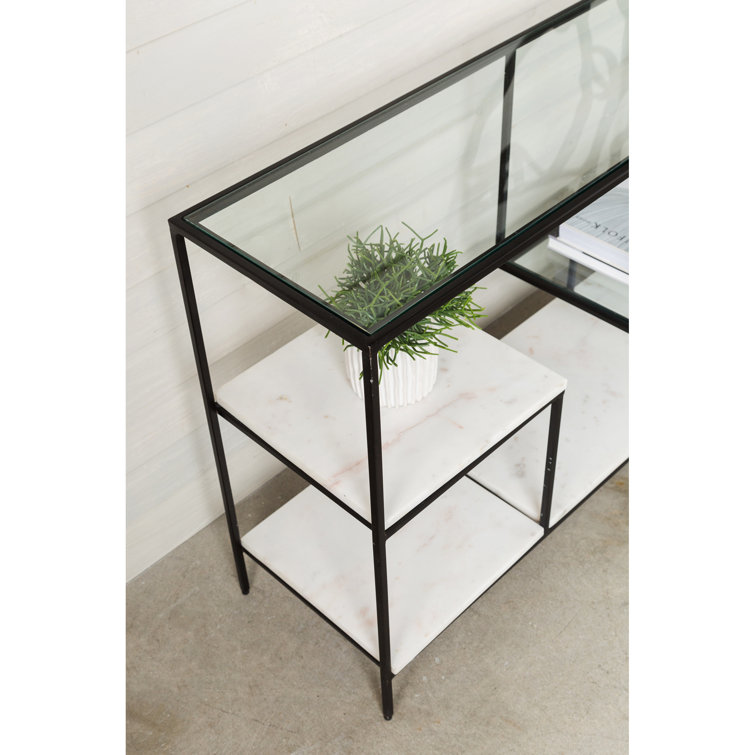 Arjune Black/Brown/White 54'' Iron Geometric Bookcase